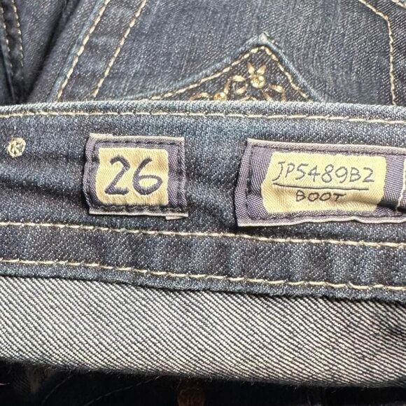 Miss Me JP5489B2 bootcut dark wash low rise embellished flap pocket jeans Sz 26 - Picture 4 of 8